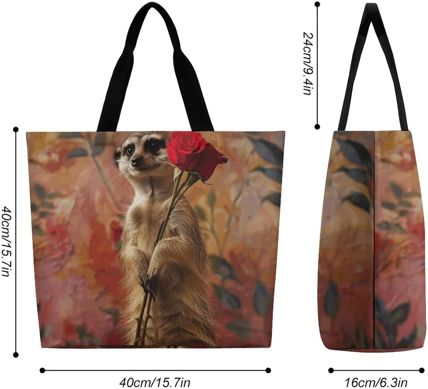 Owl And Flower Beach Bag Reusable Tote Bag Foldable Grocery Bags Women Shopping Bags for Daily Essentials