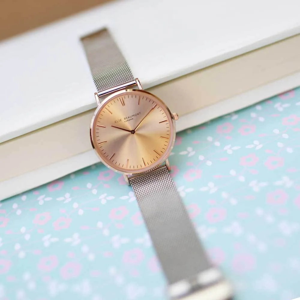 Own Handwriting Elie Beaumont Rose Silver Watch