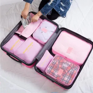 Packing Cubes 7 Set Packing Organizers Travel Luggage Organizer Bags for Backpack Suitcases (Pink)