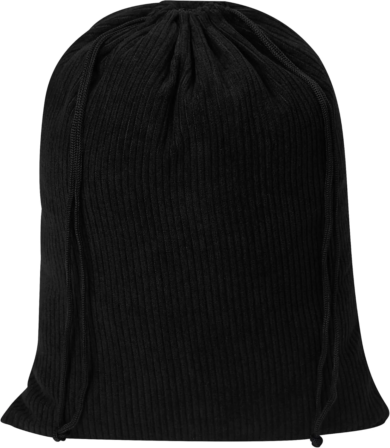 PALTERWEAR Corduroy Drawstring Bags - Set of 5 - For Organization, Make-up, Travel, Purse, Storage, Office and More (Black, 9 x 12 Inch)