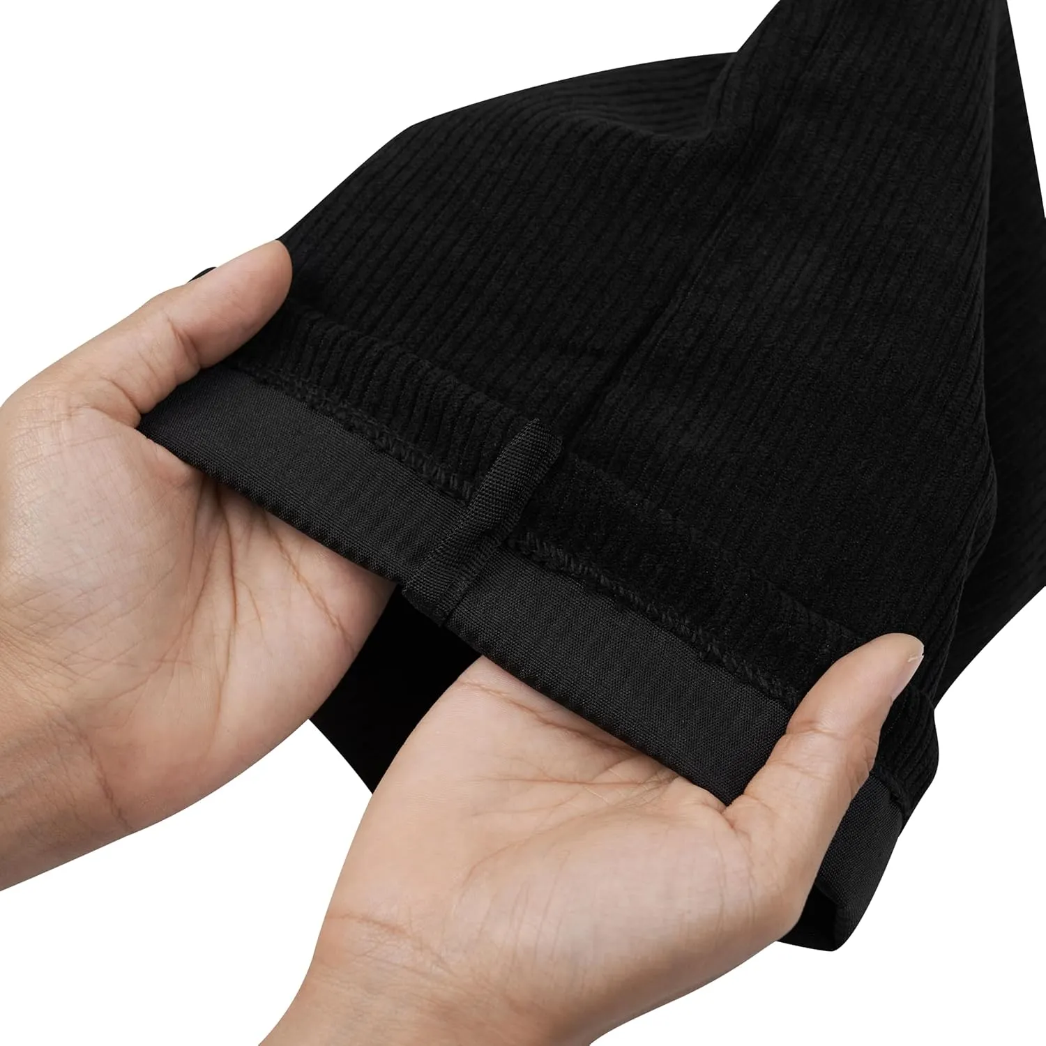 PALTERWEAR Corduroy Drawstring Bags - Set of 5 - For Organization, Make-up, Travel, Purse, Storage, Office and More (Black, 9 x 12 Inch)