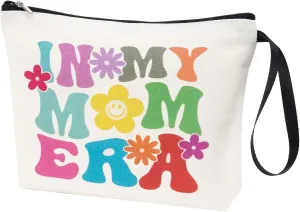 PARBEE Mom Makeup Bag In My Mom Era Cosmetic Bag Canvas Zipper Pouch Toiltery Case for Mother's Day Women Birthday Gift