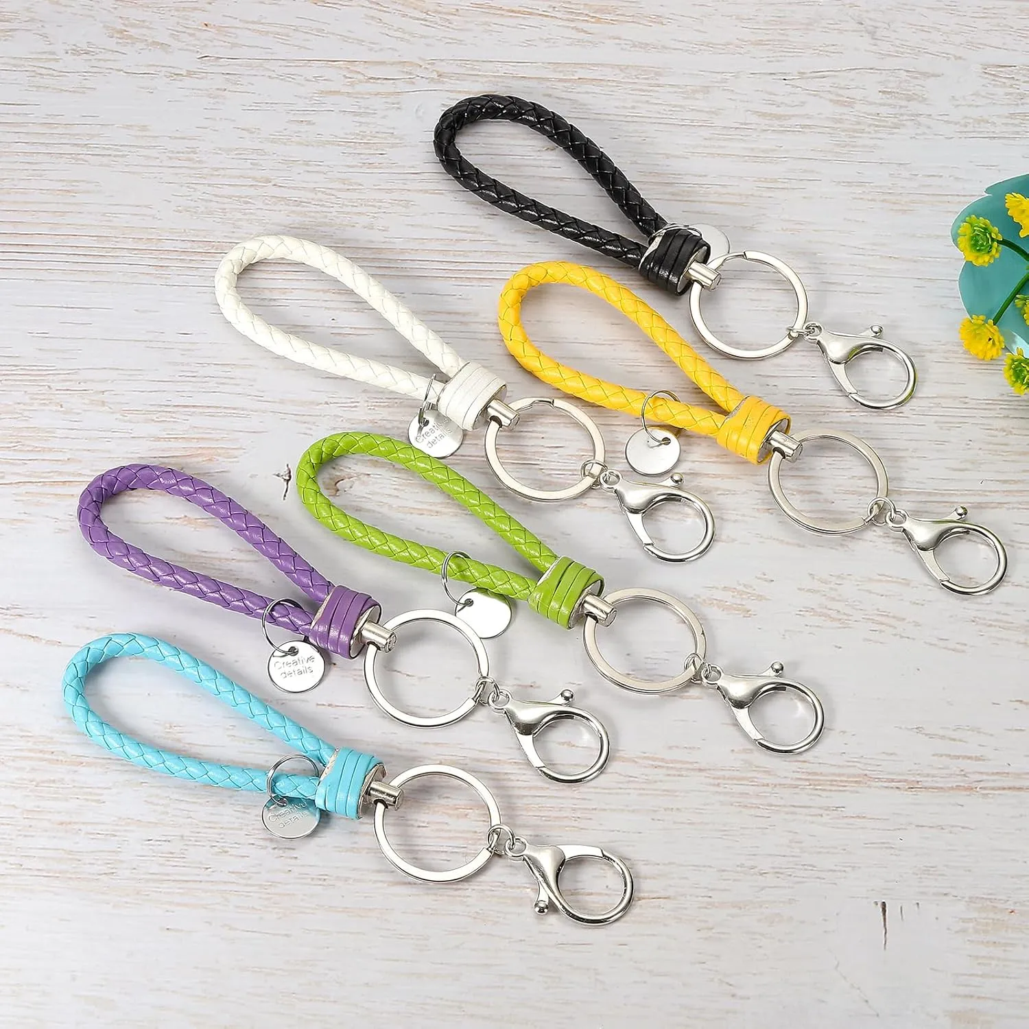 PATIKIL Keychain Bracelet, Woven Leather Wristlet Keychain for Women and Men for Car Keys, Bag Decoration