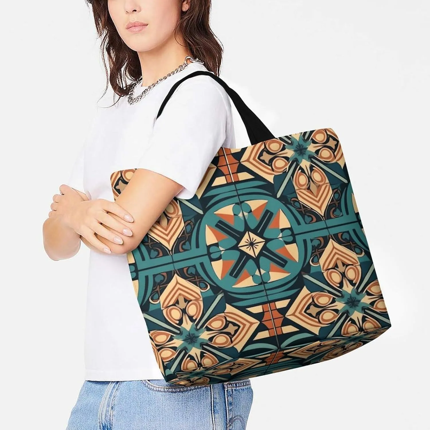 Pelican Bird Blue Sea Sky Beach Bag Reusable Tote Bag Foldable Grocery Bags Women Shopping Bags for Daily Essentials