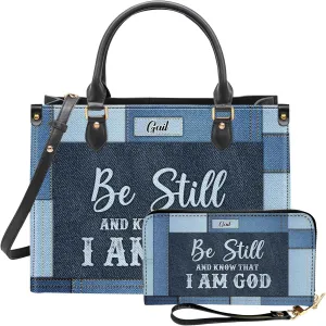Personalized Leather Handbag for Women  Matching Purse and Wallet Set  Custom Name Church Bags, Mother's Day Gift