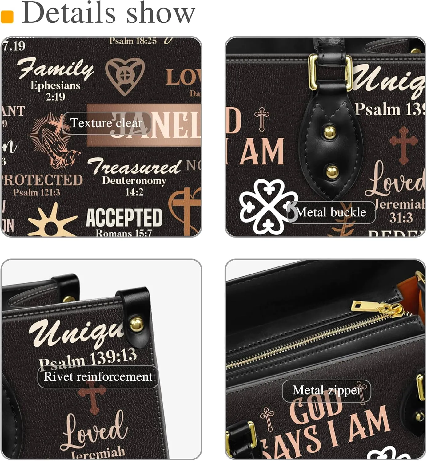 Personalized Leather Handbag for Women  Matching Purse and Wallet Set  Custom Name Church Bags, Mother's Day Gift