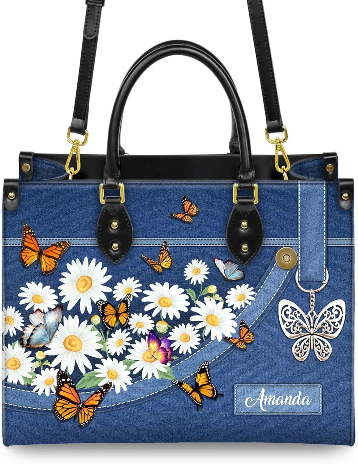 Personalized Leather Handbag for Women  Matching Purse and Wallet Set  Custom Name Church Bags, Mother's Day Gift
