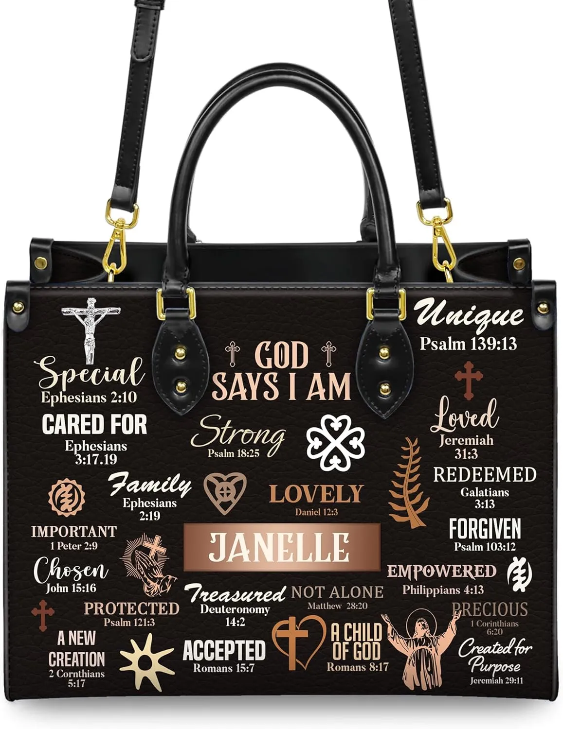 Personalized Leather Handbag for Women  Matching Purse and Wallet Set  Custom Name Church Bags, Mother's Day Gift