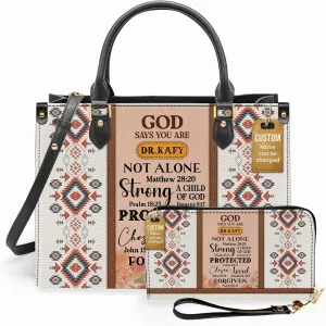 Personalized Leather Handbag for Women  Matching Purse and Wallet Set  Custom Name Church Bags, Mother's Day Gift