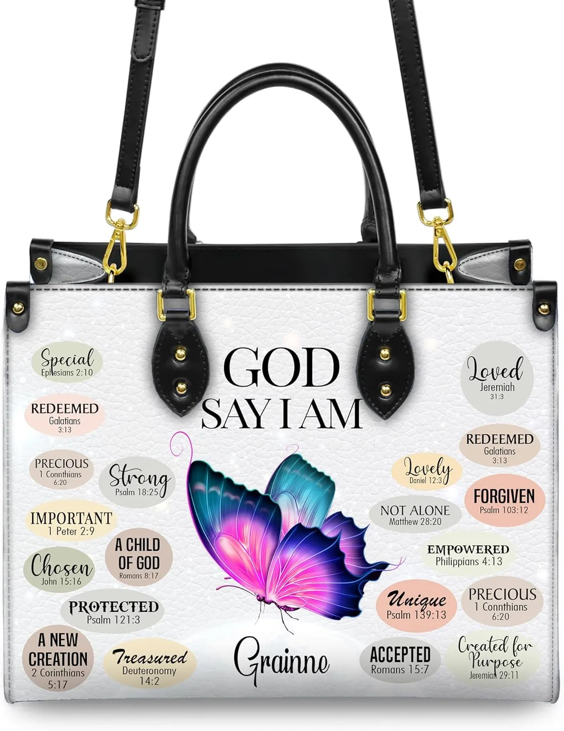 Personalized Leather Handbag for Women  Matching Purse and Wallet Set  Custom Name Church Bags, Mother's Day Gift