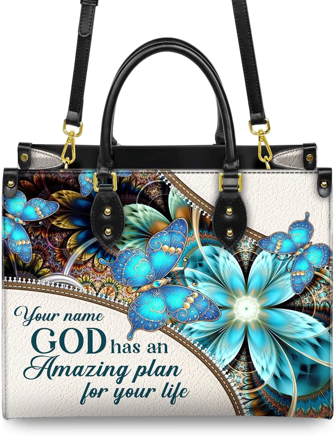 Personalized Leather Handbag for Women  Matching Purse and Wallet Set  Custom Name Church Bags, Mother's Day Gift