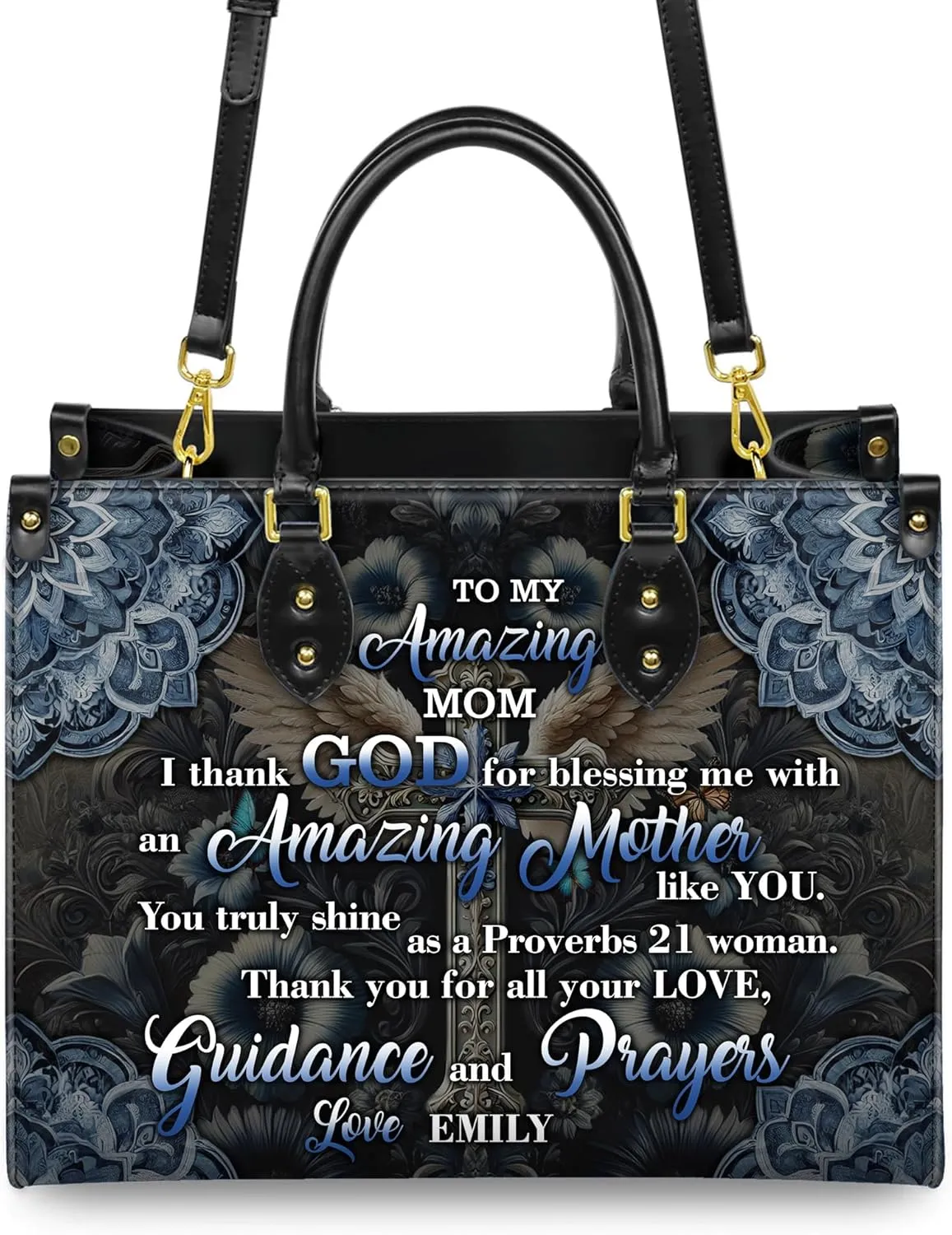 Personalized Leather Handbag for Women  Matching Purse and Wallet Set  Custom Name Church Bags, Mother's Day Gift