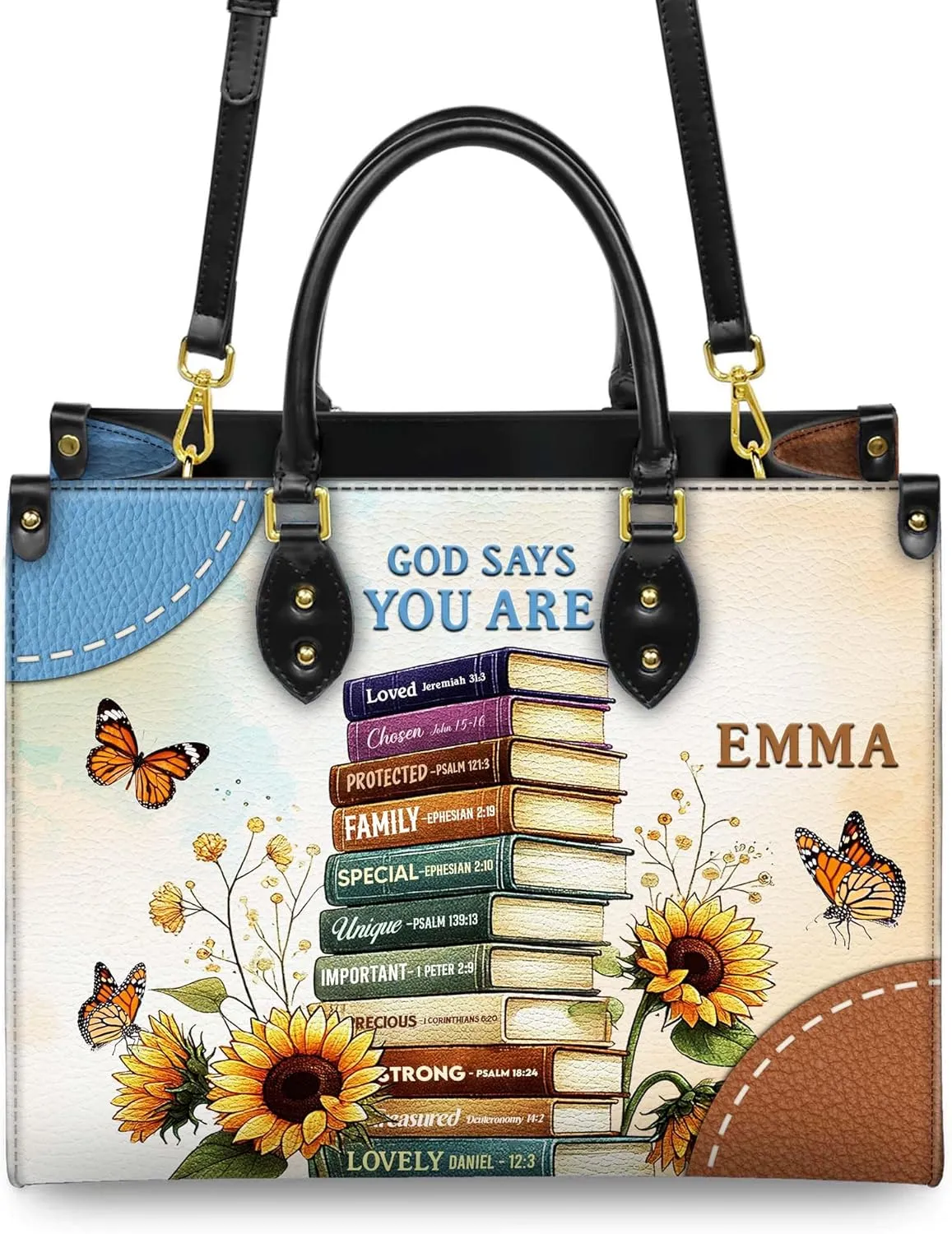 Personalized Leather Handbag for Women  Matching Purse and Wallet Set  Custom Name Church Bags, Mother's Day Gift