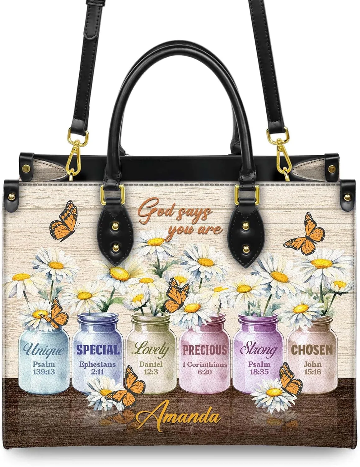 Personalized Leather Handbag for Women  Matching Purse and Wallet Set  Custom Name Church Bags, Mother's Day Gift