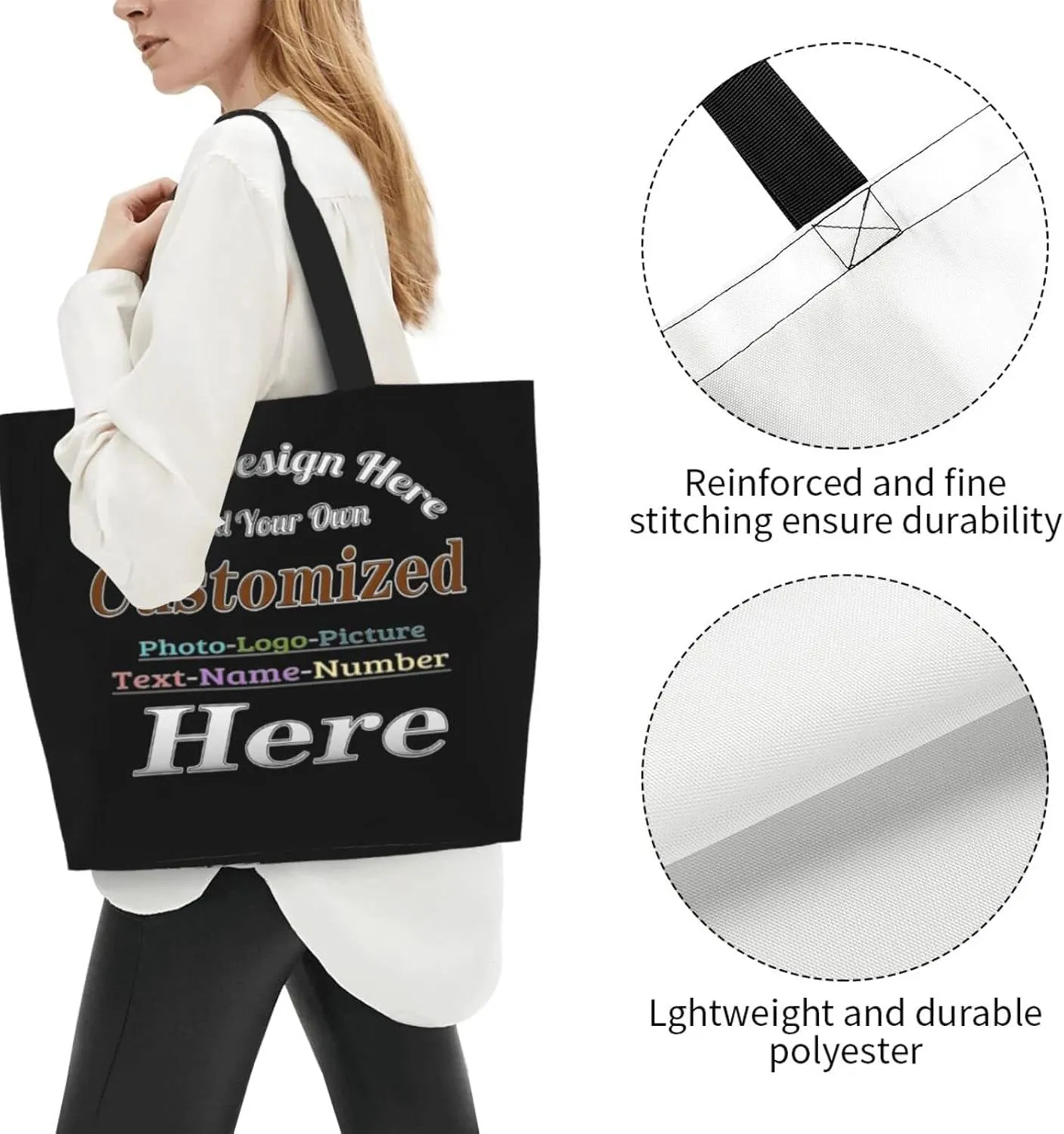 Personalized Tote Bag For Women Custom Tote Handbag Shoulder Bag For Shopping Travel Business Work Beach Customized Gift