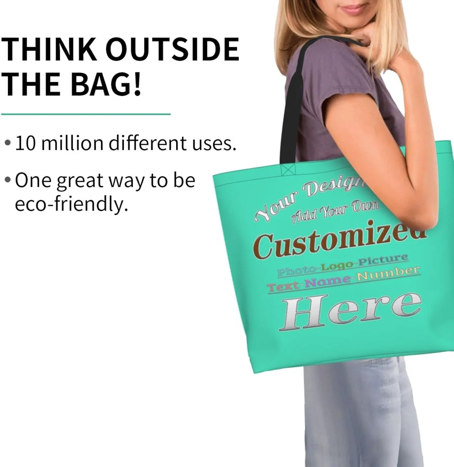 Personalized Tote Bag For Women Custom Tote Handbag Shoulder Bag For Shopping Travel Business Work Beach Customized Gift