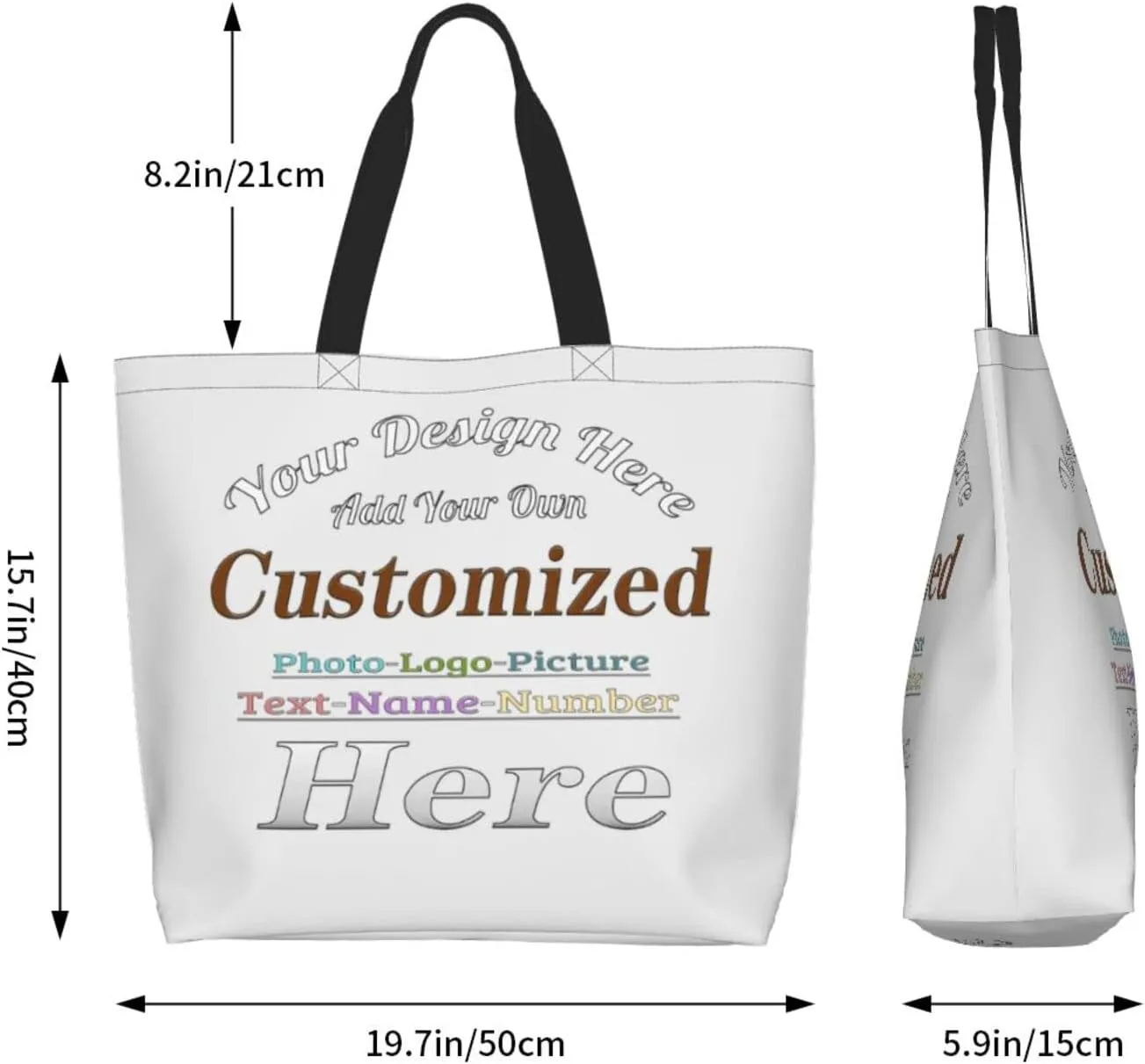Personalized Tote Bag For Women Custom Tote Handbag Shoulder Bag For Shopping Travel Business Work Beach Customized Gift