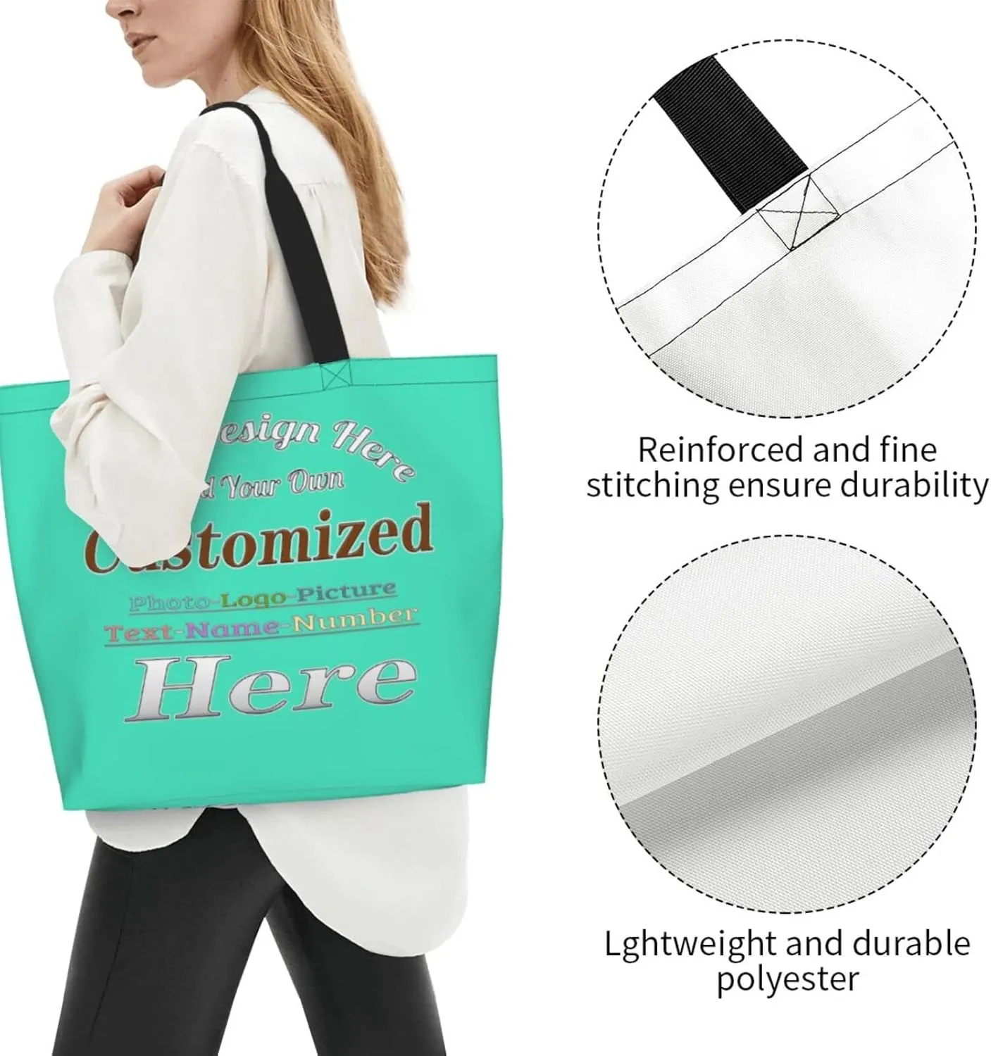 Personalized Tote Bag For Women Custom Tote Handbag Shoulder Bag For Shopping Travel Business Work Beach Customized Gift