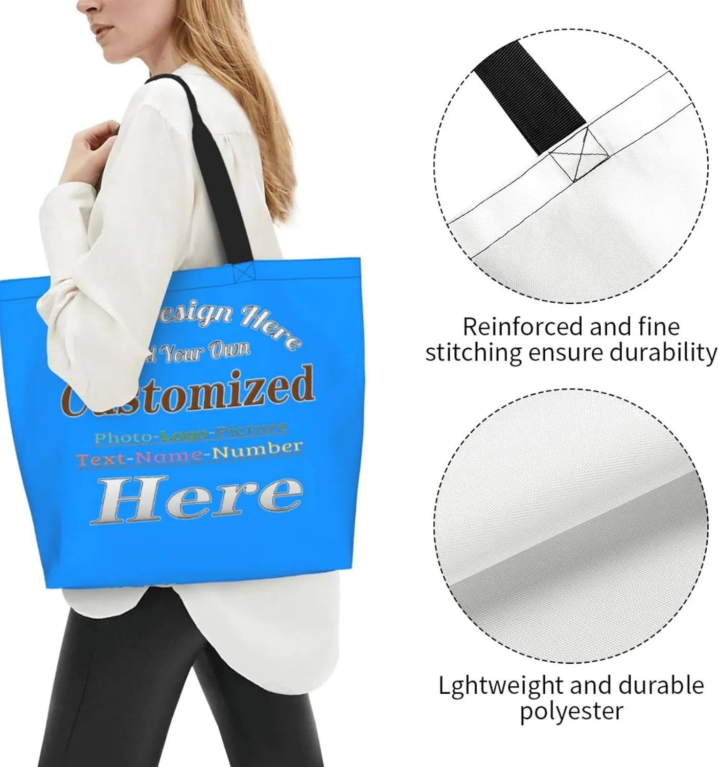 Personalized Tote Bag For Women Custom Tote Handbag Shoulder Bag For Shopping Travel Business Work Beach Customized Gift