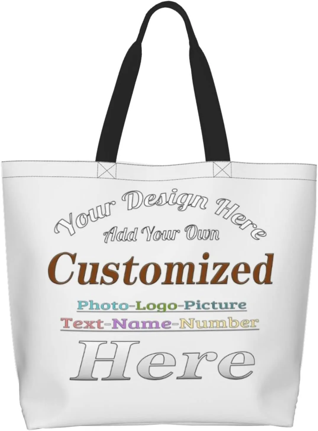 Personalized Tote Bag For Women Custom Tote Handbag Shoulder Bag For Shopping Travel Business Work Beach Customized Gift