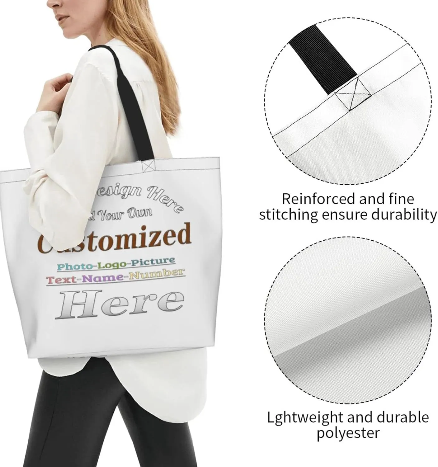 Personalized Tote Bag For Women Custom Tote Handbag Shoulder Bag For Shopping Travel Business Work Beach Customized Gift