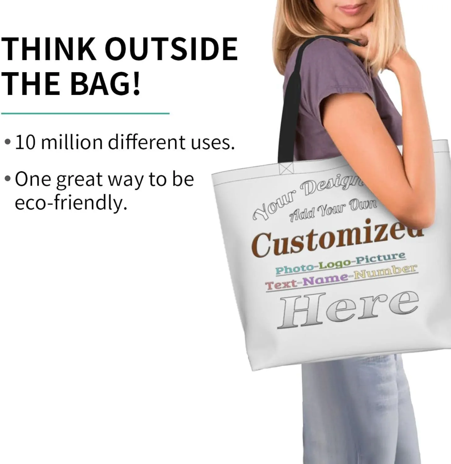 Personalized Tote Bag For Women Custom Tote Handbag Shoulder Bag For Shopping Travel Business Work Beach Customized Gift