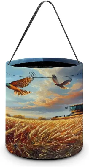 Pheasants Corn Field Harvesting Halloween Candy Bag Candy Tote Bucket Gift Bags Party Supplies for Women Men