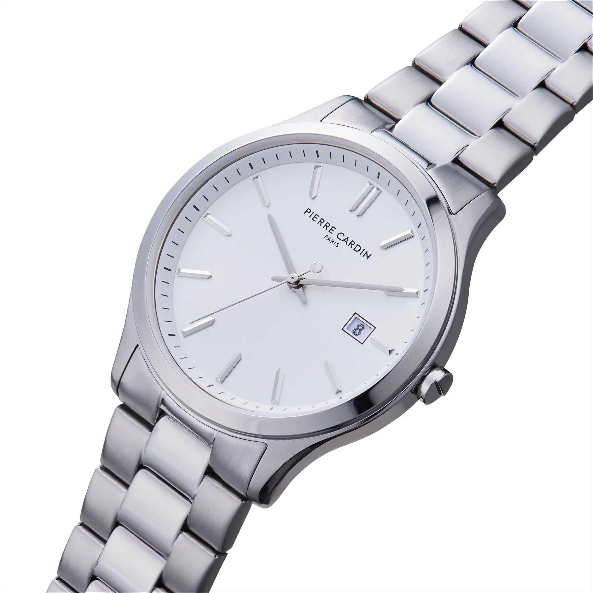 Épinettes Essential Stainless Steel Watch with Silver Dial and Metal Links Strap