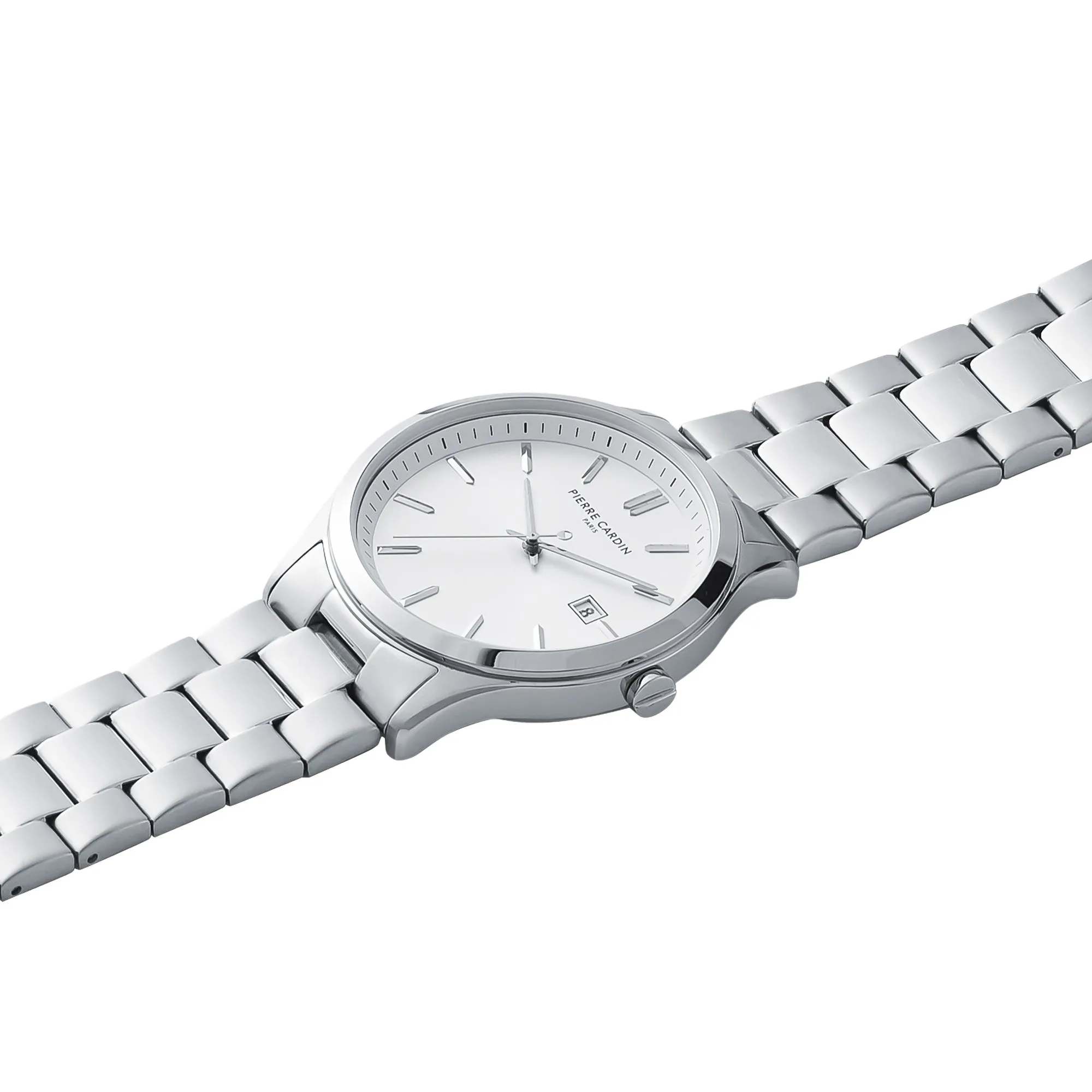 Épinettes Essential Stainless Steel Watch with Silver Dial and Metal Links Strap