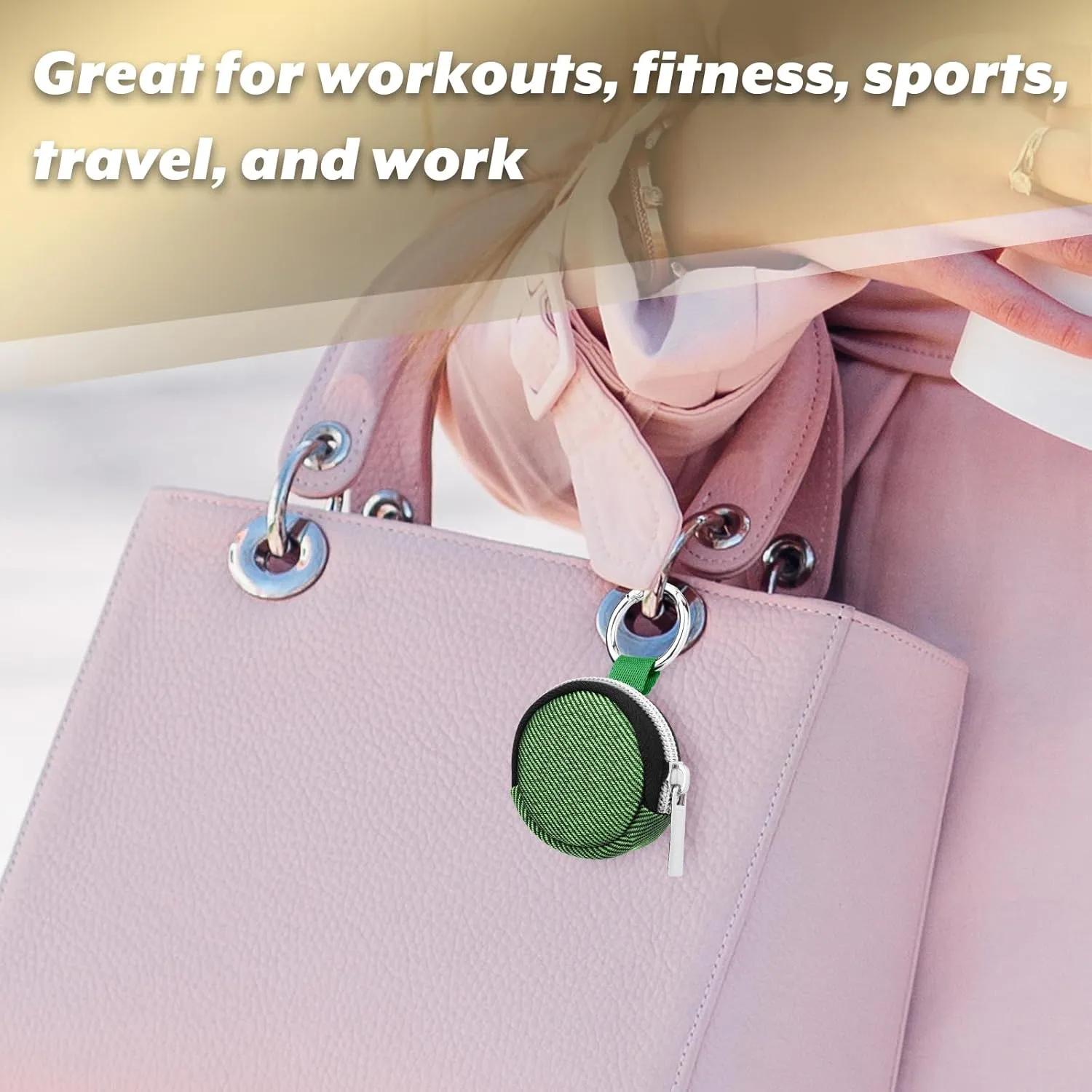 Portable Ring Organizer Case with Keychain, Traveling Ring Holder Storage Bag, Anti-Lost Keychain Container for Rings, Jewelry (1, Green)