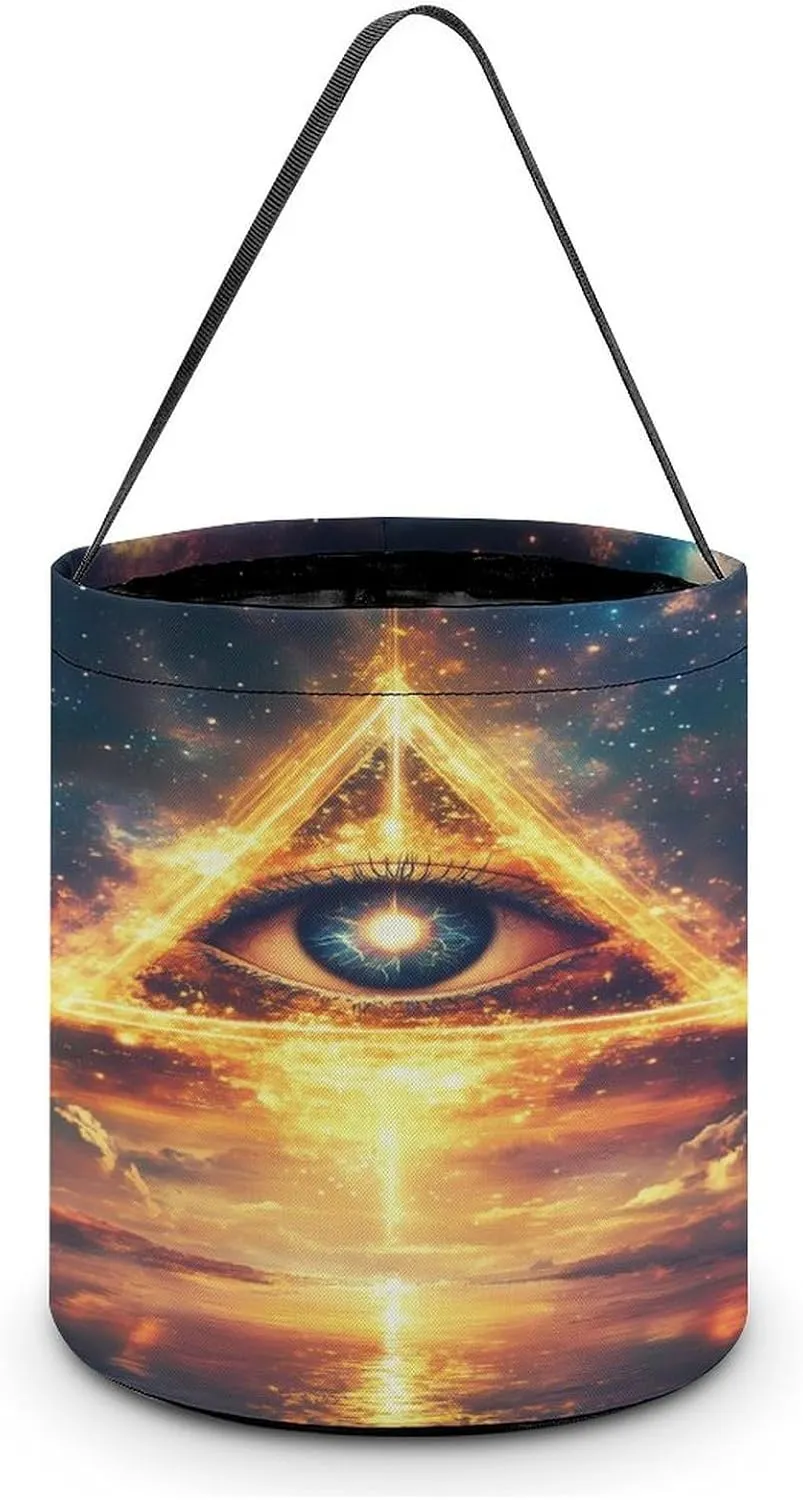 Psychedelic Egyptian Pyramid Third Eye Halloween Candy Bag Candy Tote Bucket Gift Bags Party Supplies for Women Men