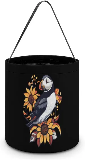Puffines Bird Sunflower Halloween Candy Bag Candy Tote Bucket Gift Bags Party Supplies for Women Men
