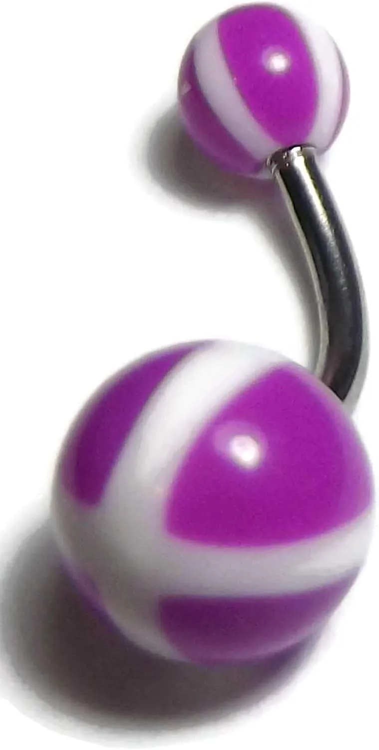 Purple Stripe Color Design Navel Ring Body Jewelry