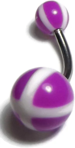 Purple Stripe Color Design Navel Ring Body Jewelry