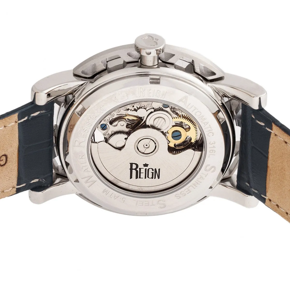 Reign Stavros Automatic Skeleton Leather-Band Watch