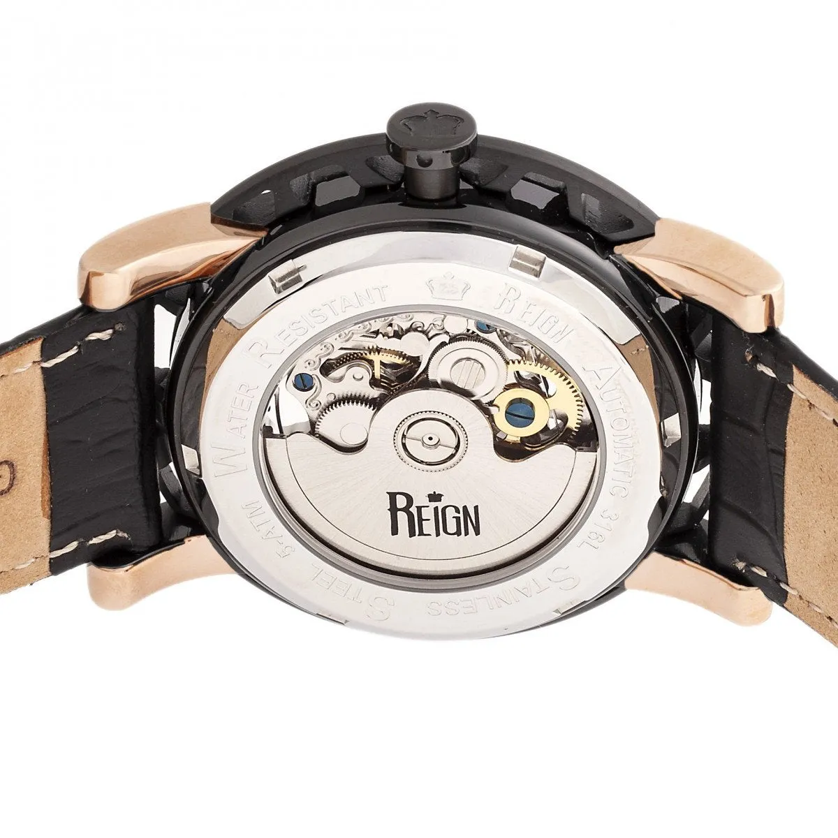 Reign Stavros Automatic Skeleton Leather-Band Watch