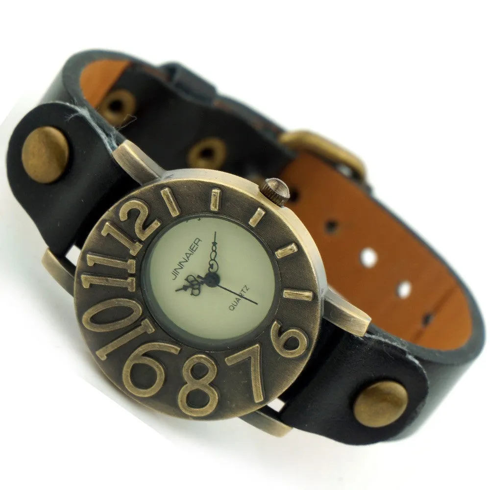 Retro Fashion Lady's Watch Soft Leather Strap Quartz Watch Ultra Personalized Digital Design Watch