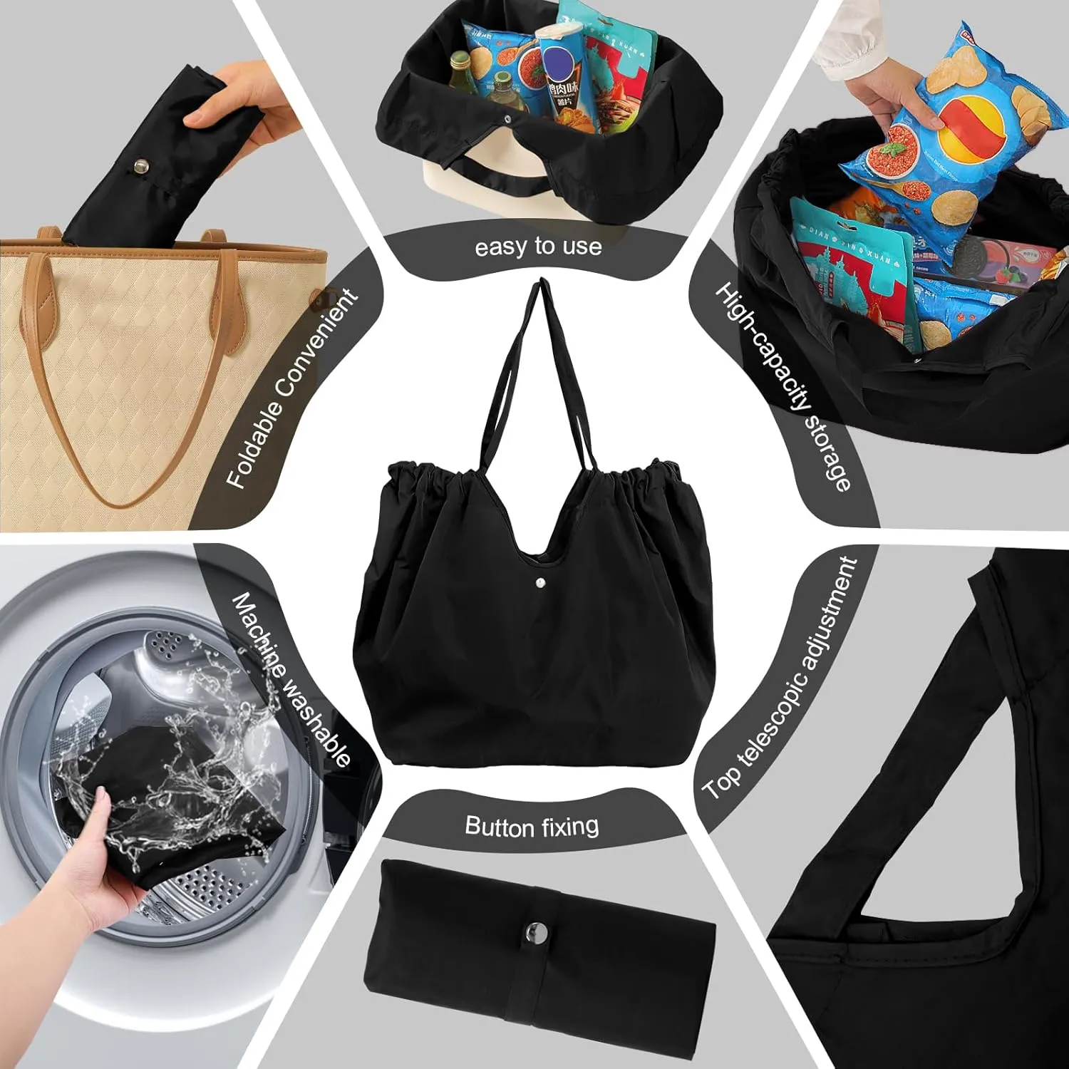 Reusable Grocery Bags,Reusable Shopping Bags,Folding Bags Totes,Stretchable and shrinkable shopping bag for Groceries