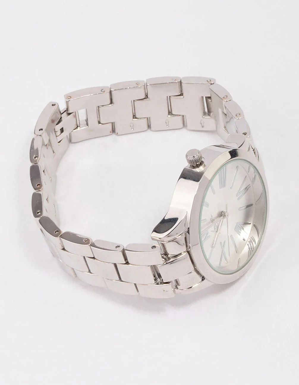 Rhodium Large Roman Numeral Watch