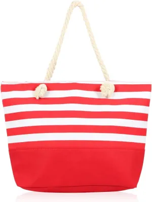 RIAH FASHION Large Reusable Eco Shopper Beach Tote - Canvas Fabric Travel Shoulder Bag Plaid Stripe