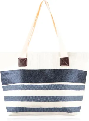 RIAH FASHION Large Reusable Eco Shopper Beach Tote - Canvas Fabric Travel Shoulder Bag Plaid Stripe