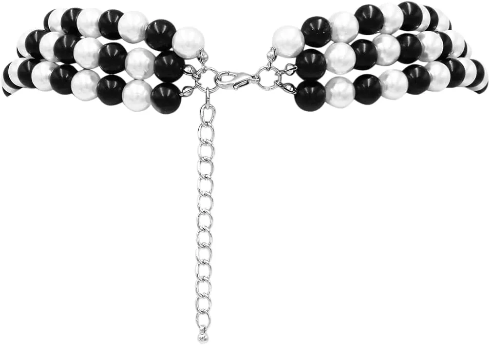 Rosemarie & Jubalee Women's 3 Colorful Multi Strands Simulated Pearl Necklace And Earrings Jewelry Gift Set, 18" 3" Extender