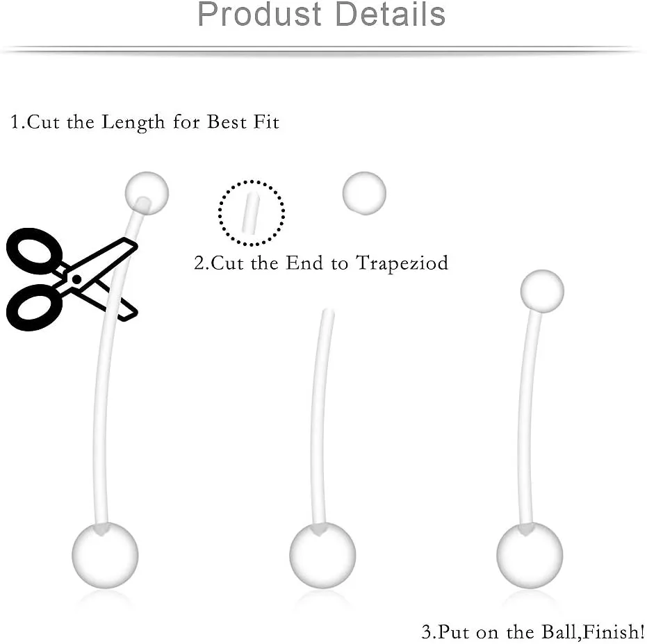 Ruifan 1-6PCS Crystal Ferido Balls Pregnancy Sport Maternity Flexible Bioplast Belly Navel Button Ring Retainer 14G 1 1/2Inch (38mm)