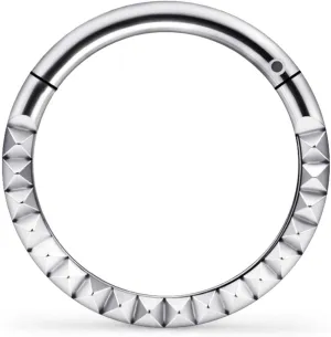 Ruifan 20G 18G 16G Titanium Nose Rings Hoops for Women Star Circle Serrated Clicker Hinged Septum Nose Ring Lip Helix Cartilage Hoop Earring Daith Rook Conch Body Piercing Jewelry for Women 8mm 10mm