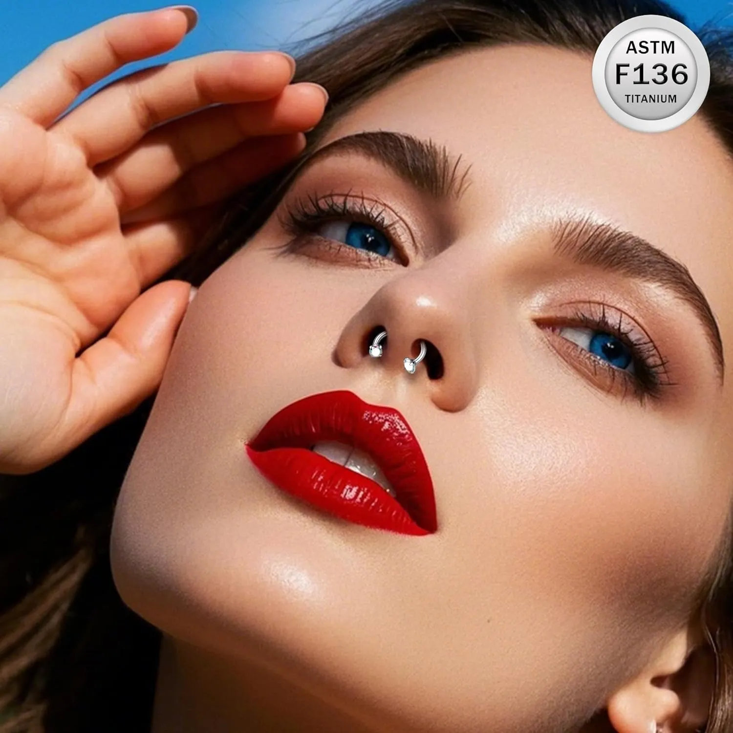 Ruifan ASTM F136 Titanium Horseshoe Nose Ring 16G Cubic Zircon Septum Rings Piercing Jewelry Internally Threaded Cartilage Conch Helix Rook Tragus Lip Earring Hoop Eyebrow For Women Men 8mm 10mm 12mm