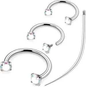 Ruifan ASTM F136 Titanium Horseshoe Nose Ring 16G Cubic Zircon Septum Rings Piercing Jewelry Internally Threaded Cartilage Conch Helix Rook Tragus Lip Earring Hoop Eyebrow For Women Men 8mm 10mm 12mm