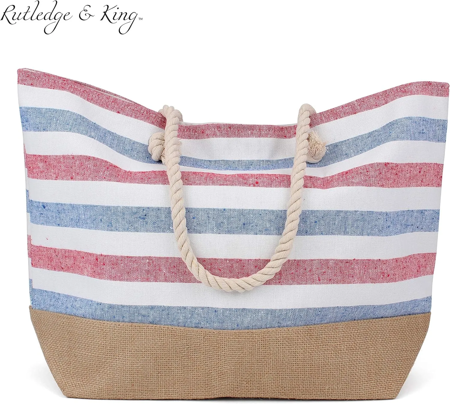 Rutledge & King Tote Bag - Beach Bag - Beach Tote - Large Tote Bag with Rope Handles