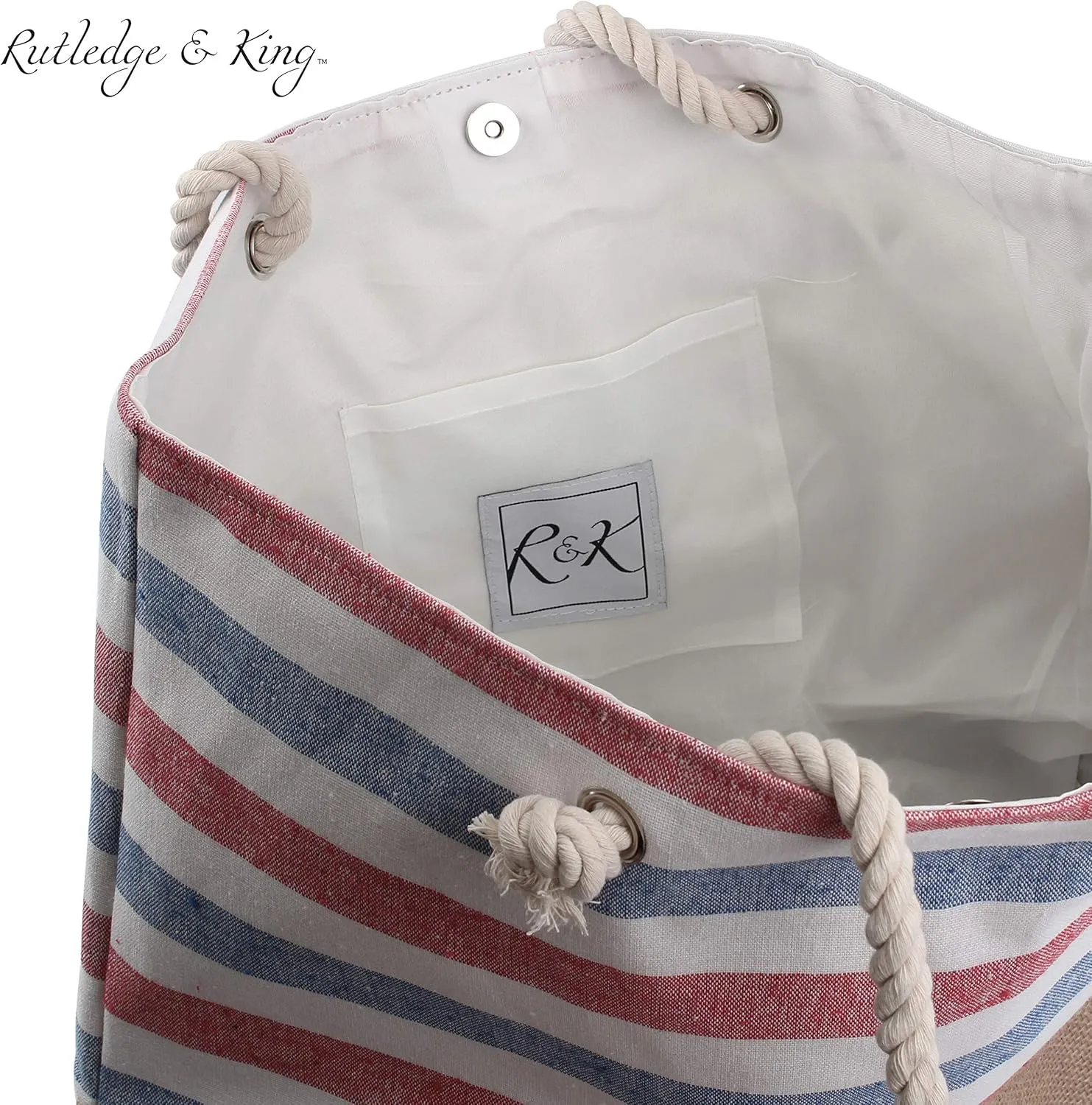Rutledge & King Tote Bag - Beach Bag - Beach Tote - Large Tote Bag with Rope Handles