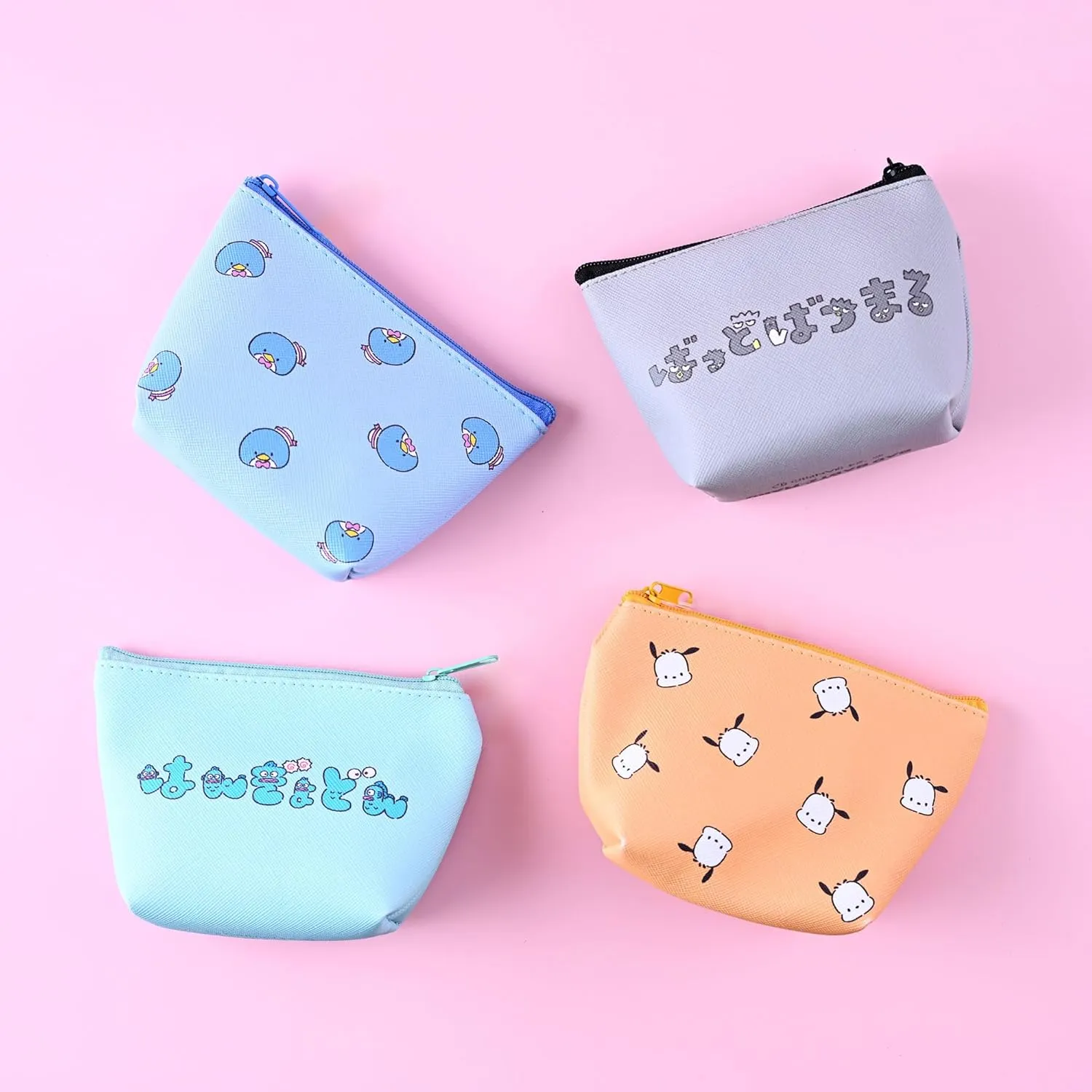 San-rio Characters Mini Makeup Bag 2 Pack - Small Pouches for Purse, Mini Cosmetic Bag, Zippered Design, Mini Pouch for Purse, Ideal for Coins, Jewelry, Accessories (Bad-Batz-Maroo)