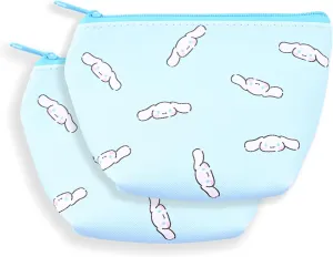 San-rio Characters Mini Makeup Bag 2 Pack - Small Pouches for Purse, Mini Cosmetic Bag, Zippered Design, Mini Pouch for Purse, Ideal for Coins, Jewelry, Accessories (Cinnamon-roll)